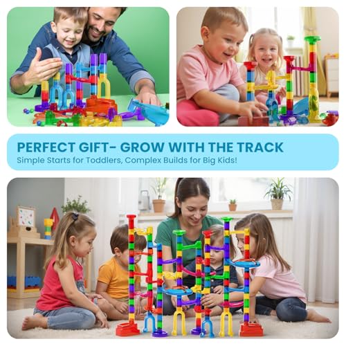 MaxTronic Marble Run, 150 Pcs Marble Maze Race Building Blocks Toy Game & STEM Learning Toys Christmas Birthday Gift for Kids Aged 3-12 - Image 7