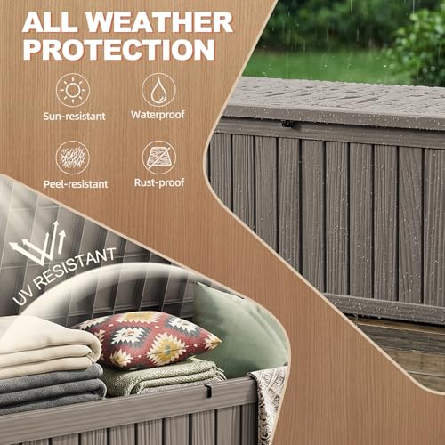 EFU Outdoor Storage Box 260 Gallon Deck Box, Waterproof Resin, Grey - Image 2