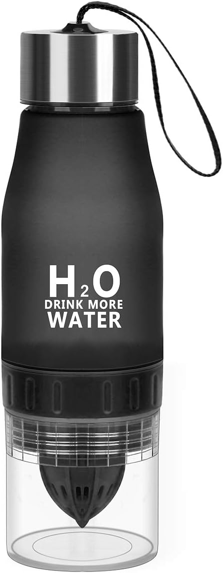 HANTAJANSS H2O Lemon Water Bottles, 20 oz Leak Proof Fruit Infuser Sport Bottle for Yoga, Pilates, Outdoor, Cycling, Traveling