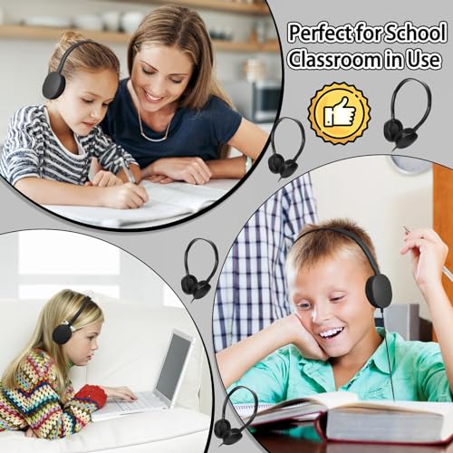 Image of Headphones Bulk 24 Pack for Classroom School,Wholesale Earphones | Class Set for Students Teens, Adult Group Learning, Computer Lab, Library, Online Lesson and Testing 3.5mm Jack (Black)