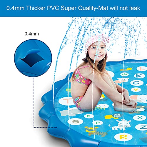 Splash Pad For Kids, Arfbear 67" Kiddie Pool Splash Pads For Toddlers 3-16 Summer Outdoor Water Spray Play Mat Wading Pool Inflatable Baby Kids Water Toys #TOP5
