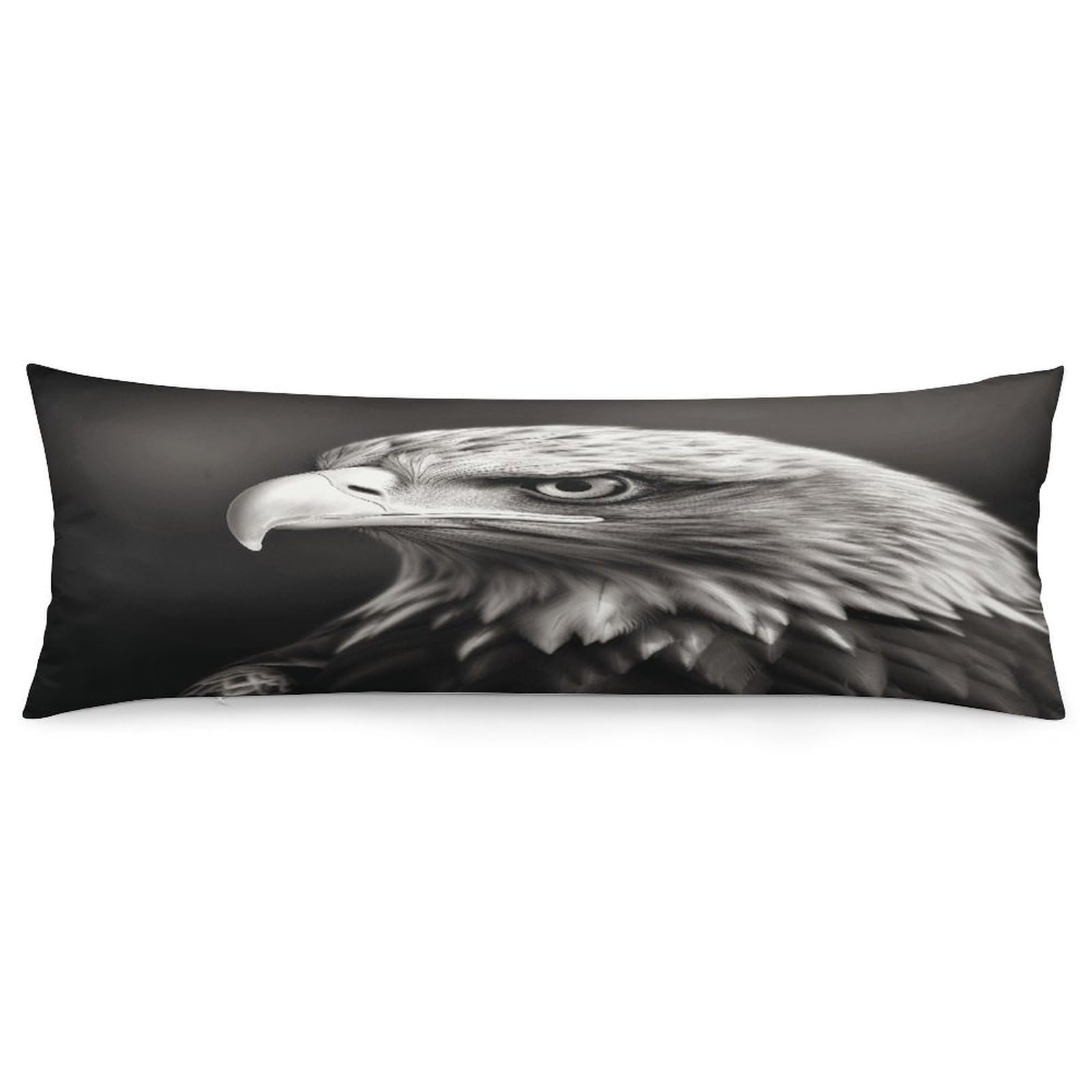 Eagle Black and White Body Pillow Cover Super Soft and Cozy Body Pillowcase Long Side Hidden Zipper Pillow Cases Breathable & Cozy Pillows Case Cover for Fall Winter 19x53 in