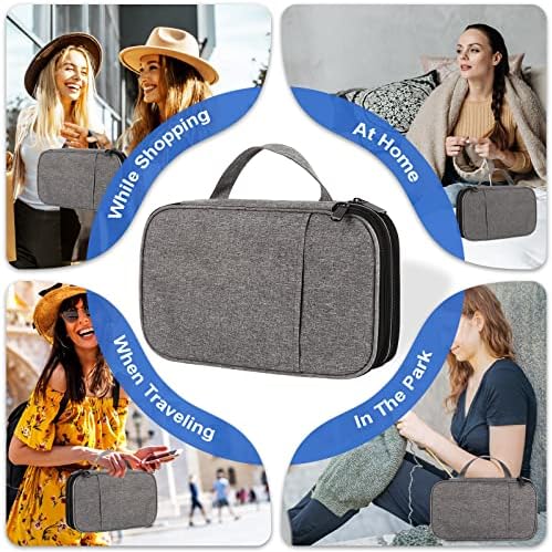 Coopay Knitting and Crochet Organiser, Circular Needles Case, Knitting Needles Holder, Travel Tote Bag for Crochet Hooks, Tunisian Hook, Circular Knitting Needles and Knitting Accessories, Grey