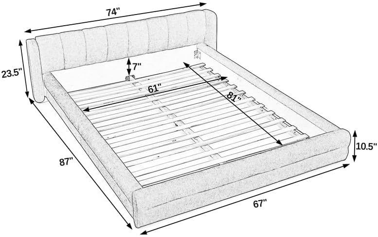 Upholstered Platform Bed Frame, Low Profile Chenille Bed with Headboard, Modern Solid Grounded Frame, No Box Spring Needed, Easy Assembly (Blue+Green
