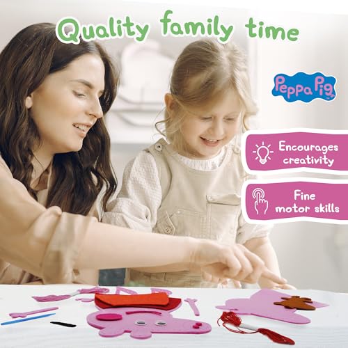 Image of LUPPA My First Sewing Kit for Kids - Peppa Pig Beginner Kids Easy DIY Projects Peppa Pig & Peppa's Bear, Complete Arts & Crafts Set with Instructions & Felt - Girls, Boys Learning to Sew & Embroider