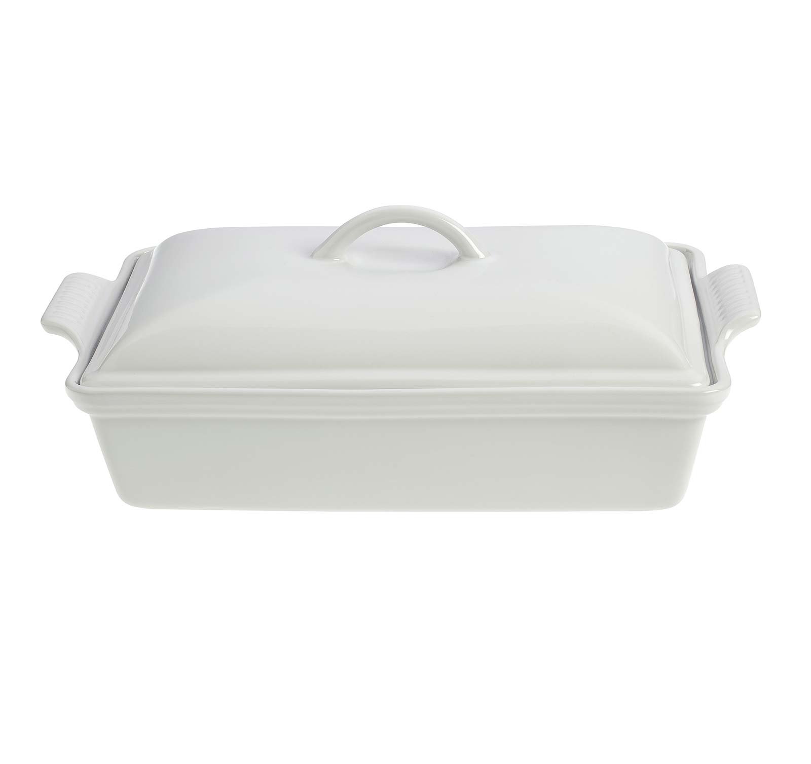 Le Creuset Stoneware Heritage Covered Rectangular Casserole, 4 qt. (12" x 9"), White