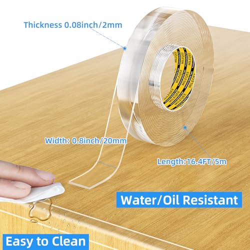 Image of Clear Edge Protector Strip, 0.8in x 16.4FT, Sharp Edge Wrap Cover Tape, Self Adhesive Protective Bumper Guards for Cabinet Door Desk Glass Table Bed Furniture, Kitchen Countertop, Waterproof