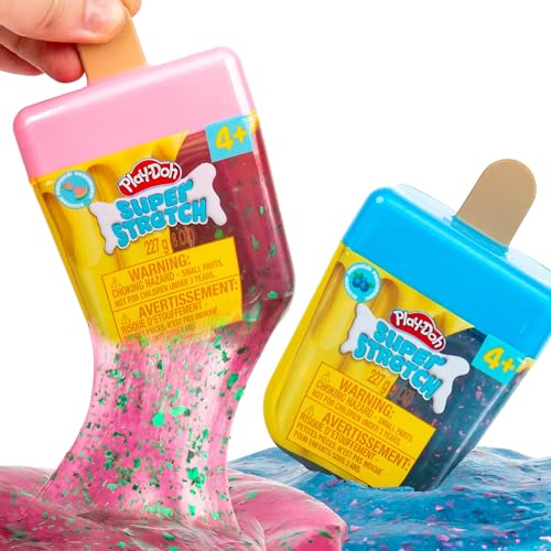 Play-Doh Melty Pop Super Stretch Slimes, Blueberry and Watermelon Scented Super Stretch Slime, Scented Sensory Toys for Kids and Tweens, Goodie Bags and Party Favors