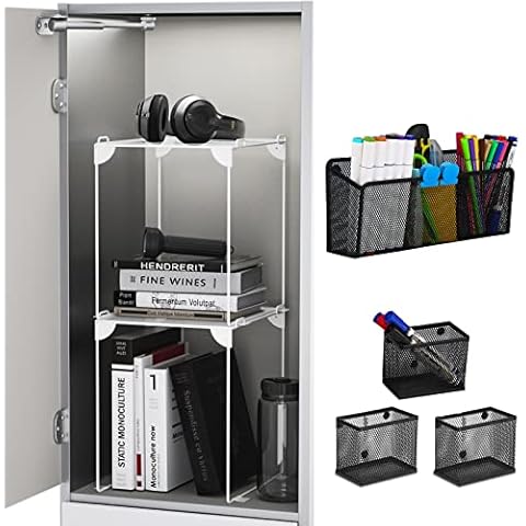 Neudeco Mesh Locker Organization Kit, includes locker shelf,magnietic Pen holde and storage baskets,6pcs Cover
