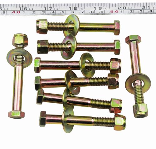 Image of 3 /8 inch x 3 inch Hex Head Bolt by Color Galvanization with Ny lon Lock nut and Large Size Washer Assortment Kit,Alloy Steel,Grade 5.(8pcs Pack),by Metalsuberg.