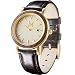 Wood Watch, Wooden Face Womens Watches Leather Strap Waterproof Wrist Watch with Date Display
