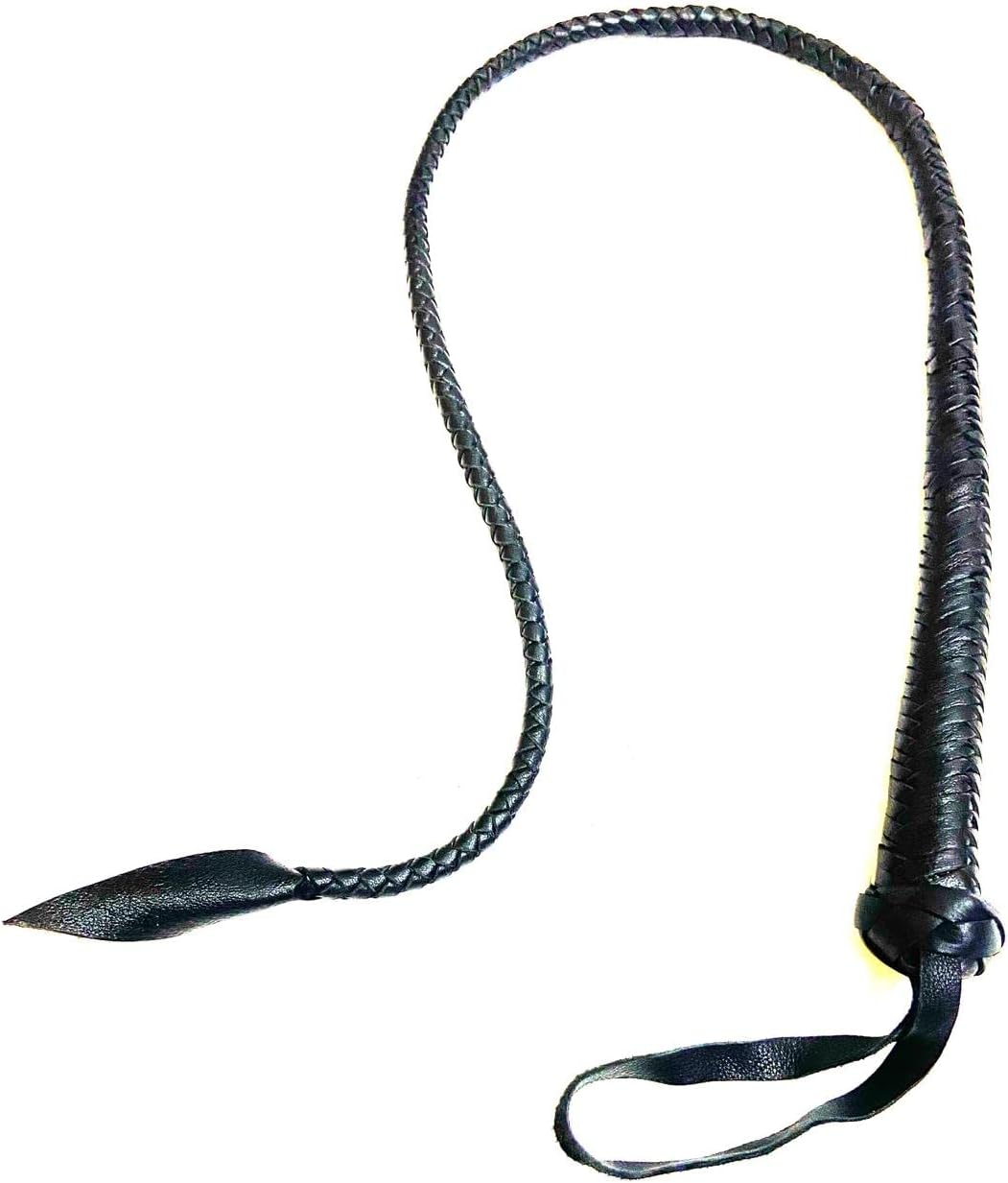 3FT Leather Bull Whip Leather Handle Black Color