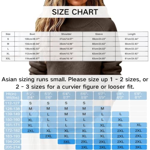 Iufabrpcs Turtle Neck Sweater for Women Lightweight Warm Cozy Knit Tops Brown L - image 4
