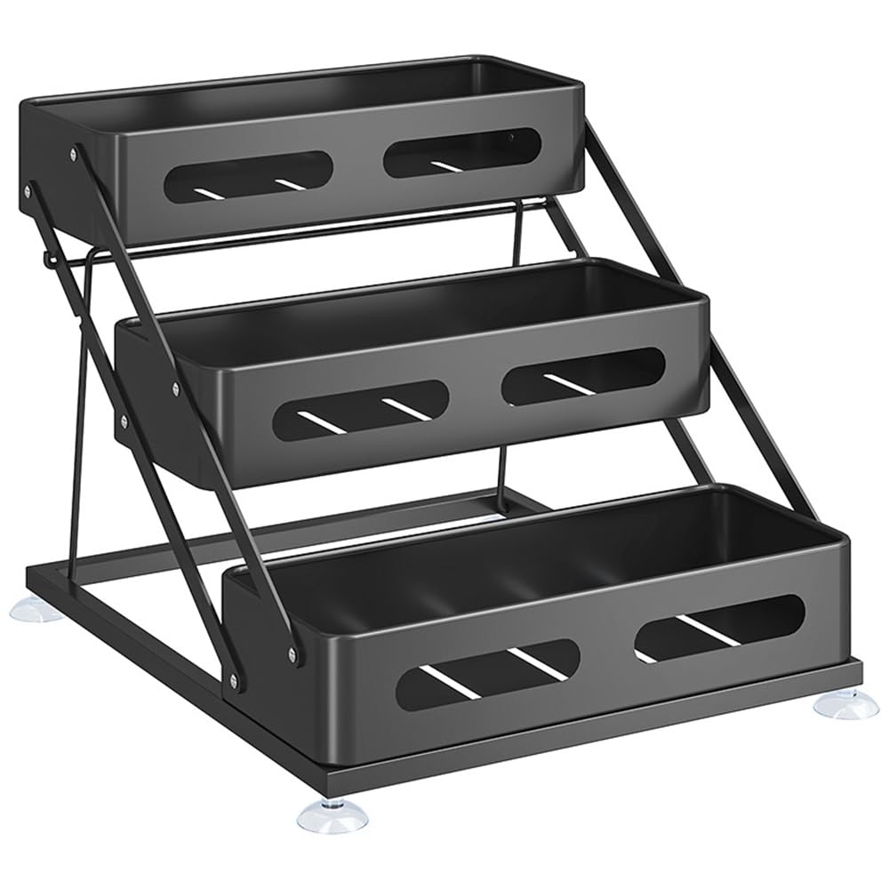 CTRLZS Seasoning Rack Storage Rack Iron Kitchen Spice Storage Rack 3-Layer Foldable Spice Rack