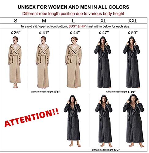 7 VEILS Women and Men MicroFleece Ultra Long Robe Floor-Length Hooded Bathrobes Lounge wear3