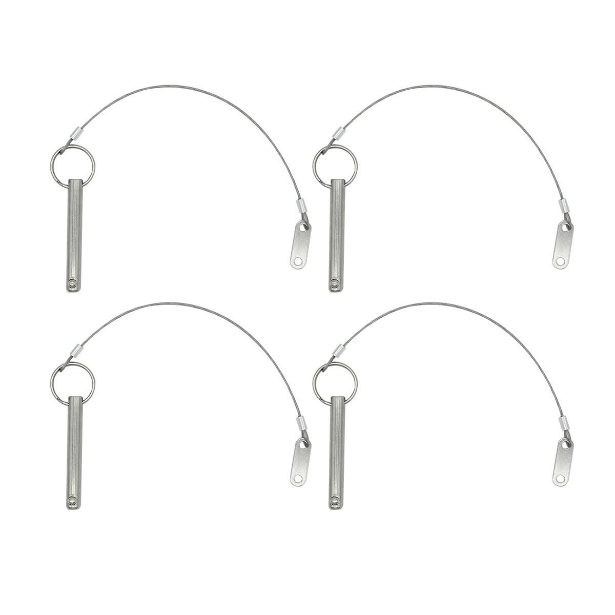 Quick Release Pin 4Pcs Set - Bimini Top Pin, with Lanyard Prevents Loss, 6.3mm, Total Length 38mm, 316 Stainless Steel Marine Accessories for Boat Canopy