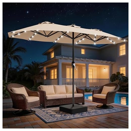 AreShark 15FT Solar Patio Umbrella