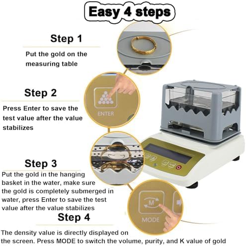 Gold Density Meter for Precious Metals - Accurate Gold Purity Tester Machine for Jewelry, Pawn Shops, and Research Labs - XF-120K Professional Quality