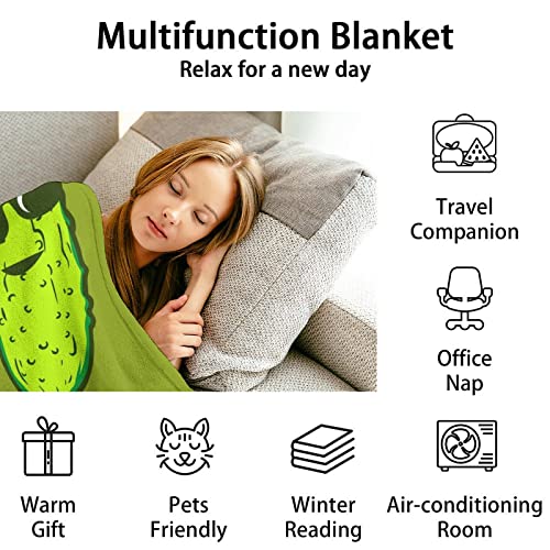 Custom Pickle Throw Blanket for Teen - 50x60 Inches Throw Size - Soft Fluffy Cozy Blankets Gift - Green Funny Blanket Throws for Living Room Decorative