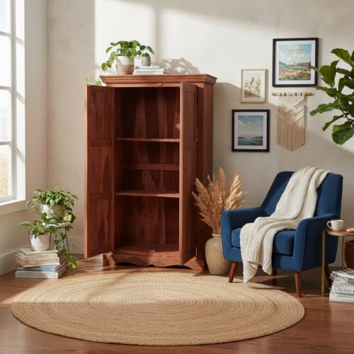 Image of APRODZ Mojo Sheesham Wood Two Door Wardrobe (Sheesham Wood - Walnut)
