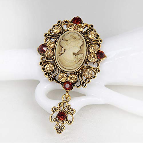 Ezing Vintage Princess Frame Crystal Cameo Brooches Pins Set for Women2