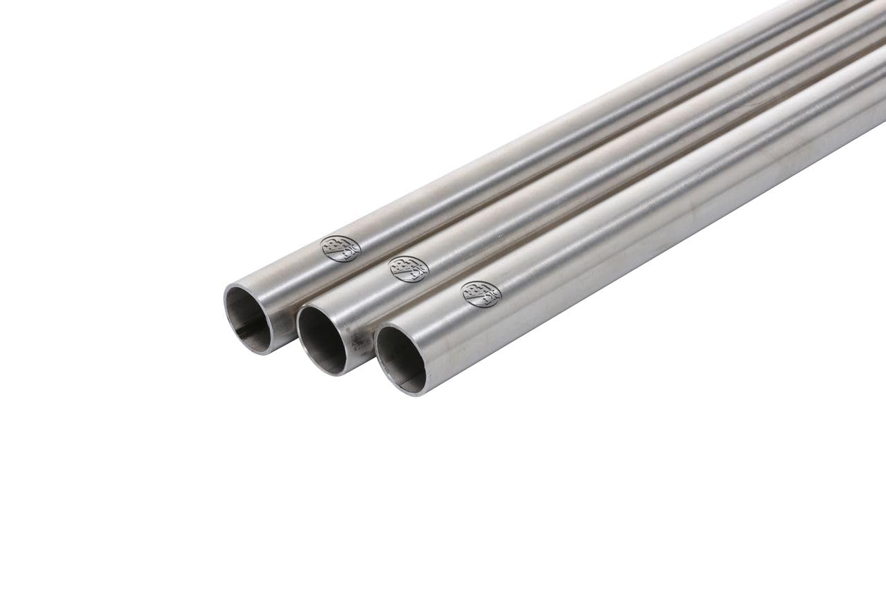 Tube rond/Acier inoxydable/grain 240 / WST 1.4301 / V2A / Épaisseur de paroi : 2 mm (diamètre 42,4 mm, longueur : 2000 mm)