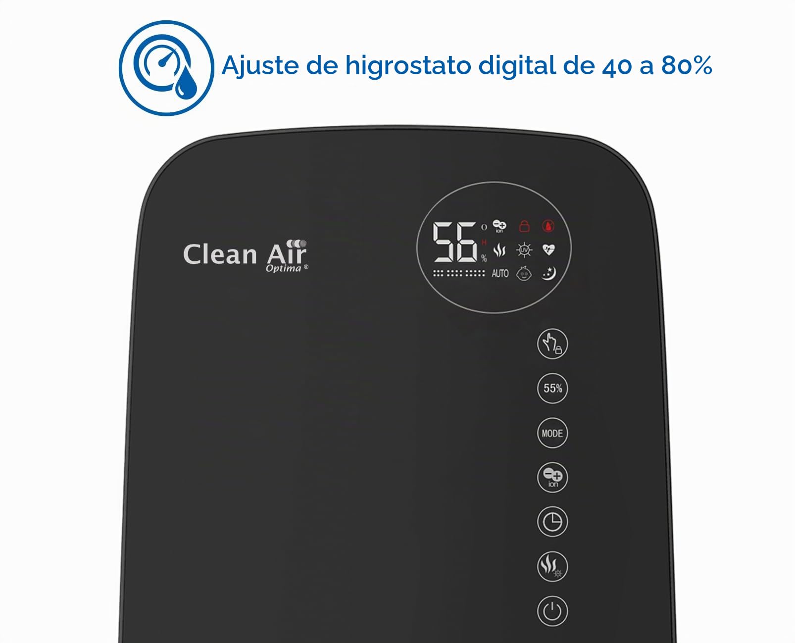 Clean Air Optima – Humidificador de aire ultrasónico + ionizador CA-607B – Adecuado para habitaciones pequeñas y grandes de hasta 65 m²/160 m³ – Capacidad máxima de humidificación. 480 ml/h