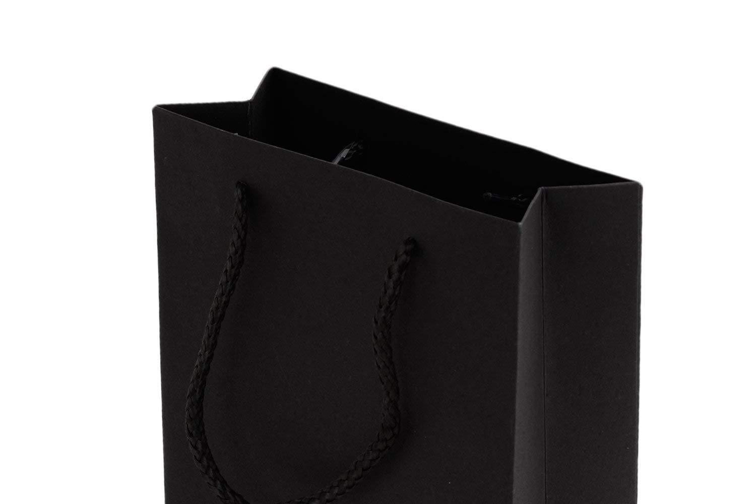 Amit Marketing Black Paper Carry Bag I 250 GSM Kraft Matt Lamination Paper Bags with Braided Cotton Handle I for Return Gifts Carrying Packaging Shopping Grocery Parcel Take Out - L10xW4xH12 Inch (10 Pcs)