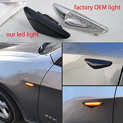 Dunxunn Smoked Dynamic Flowing Led Fender Side Marker Blinker Sequential Turn Signal Light Assembly Compatible With Bmw X5 E70,E71 E72 X6,X3 F25 #TOP4