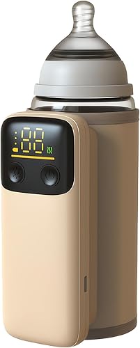Calentador de biberones portátil para leche materna o fórmula, calentamiento rápido, a prueba de fugas, carga rápida de 18 W, luz nocturna, pantalla