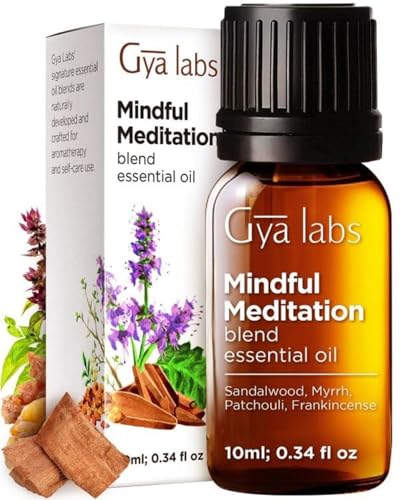 Gya Labs Mindful Meditation Essential Oil Blend (0.34 Fl Oz) - 100% Pure Natural Undiluted Meditation Essential Oil - Grounding & Relaxing