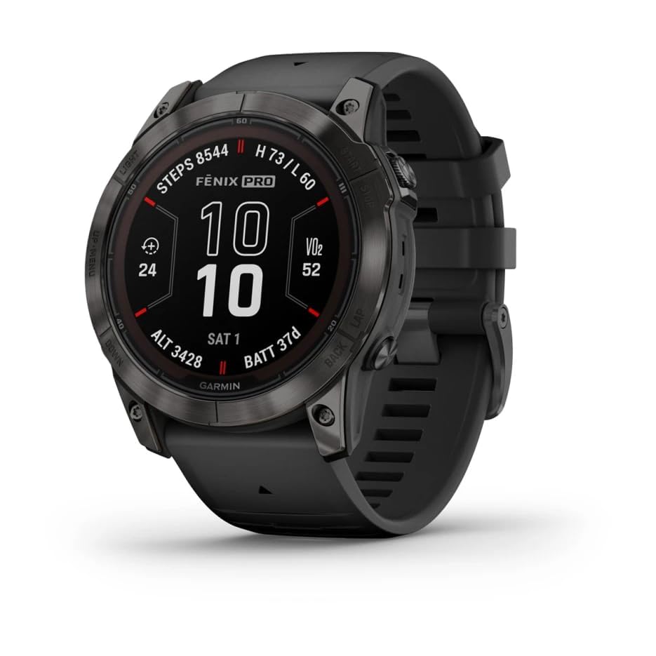 Image of Garmin Fenix 7X Pro Sapphire Edition Smartwatch with Band, 51 mm Case, Carbon Gray /Black