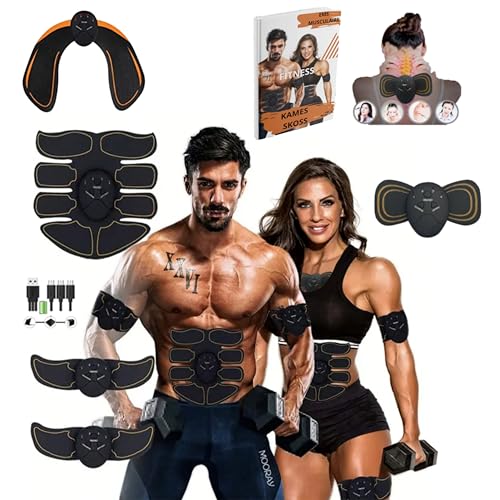 kames skoss prestige -ABS muskelstimulator tränare, abs tränare magmuskeltoner elektroniska toning bälten träning, mage, armar, kök, skinkor (svart)