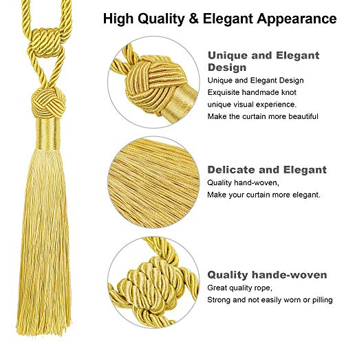 image for UNI AISENG 2 PCS Curtain Tiebacks, Hand-Woven Curtain Tie-Backs Tassel