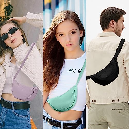 Image of Nylon Crescent Crossbody Bag for Women Purses Trendy Men,Small Travel Sling Bag Hobo