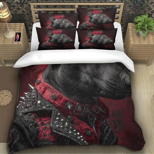 Housse de couette chiots poméraniens 260x220 parure lit microfifre fermeture éclair - 5