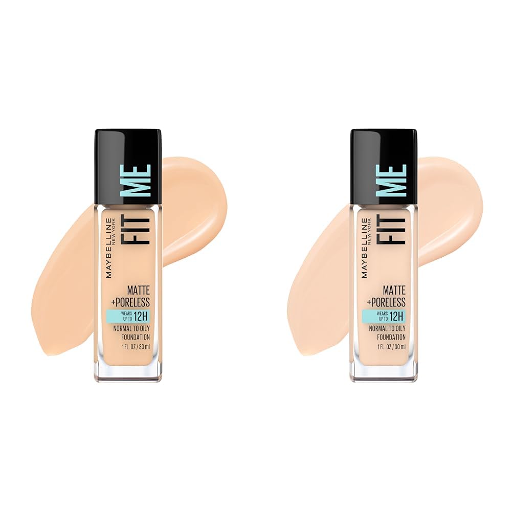 Maybelline Fit Me Matte + Poreless Liquid Foundation Classic Ivory & Natural Ivory 1 Count Bundle