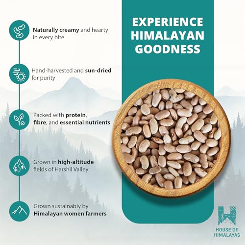 Image of House of Himalayas Harshil Rajma, Authentic Off-White Kidney Beans from Uttarakhand, Quick-Cooking, Creamy Texture, Unpolished, Natural and Chemical-Free, 500g