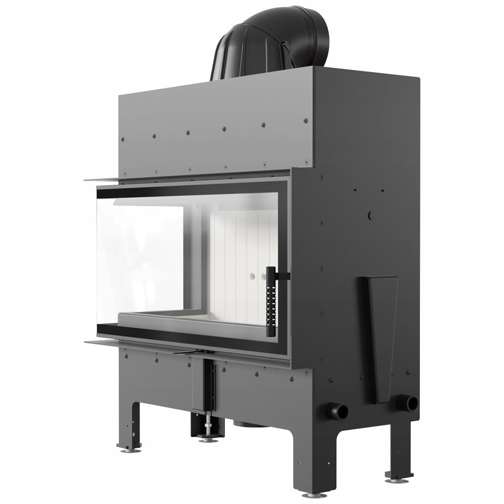 KRATKI Inserto per camino in acciaio a legna FLOKI 12 kW Ø200 sinistro A+ | Acciaio nero, efficienza 85,4%, classe A+. Ecodesign, BImSchV 2; per recupero calore.; combustione efficiente; Livello 2 Set