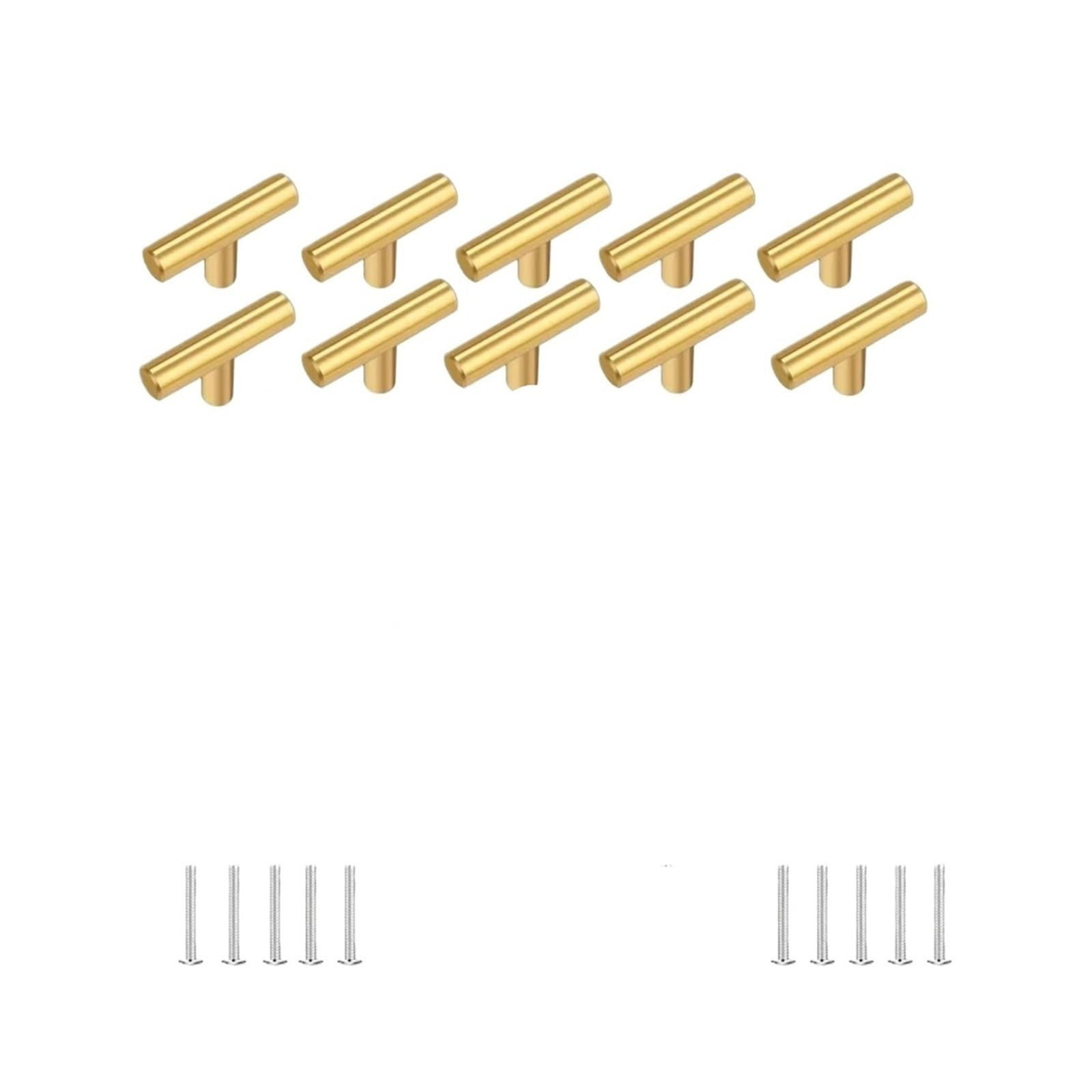 XFHtyCJ 10/20pcs T-Shaped Single Hole Cabinet Knobs(Gold-10pcs)