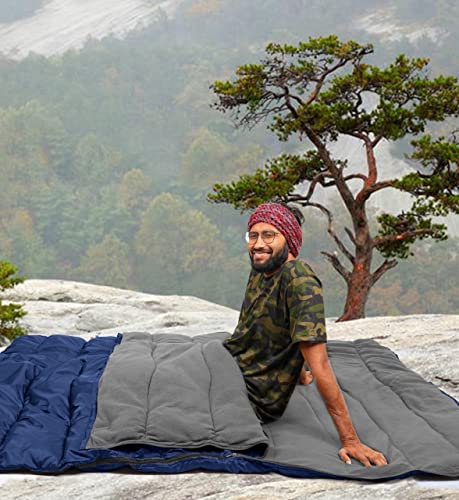 Image of Navy Couple or Double Sleeping Bag! Warm and Comfortable ! Great for Camping or Hunting! Perfect for a Family Campout