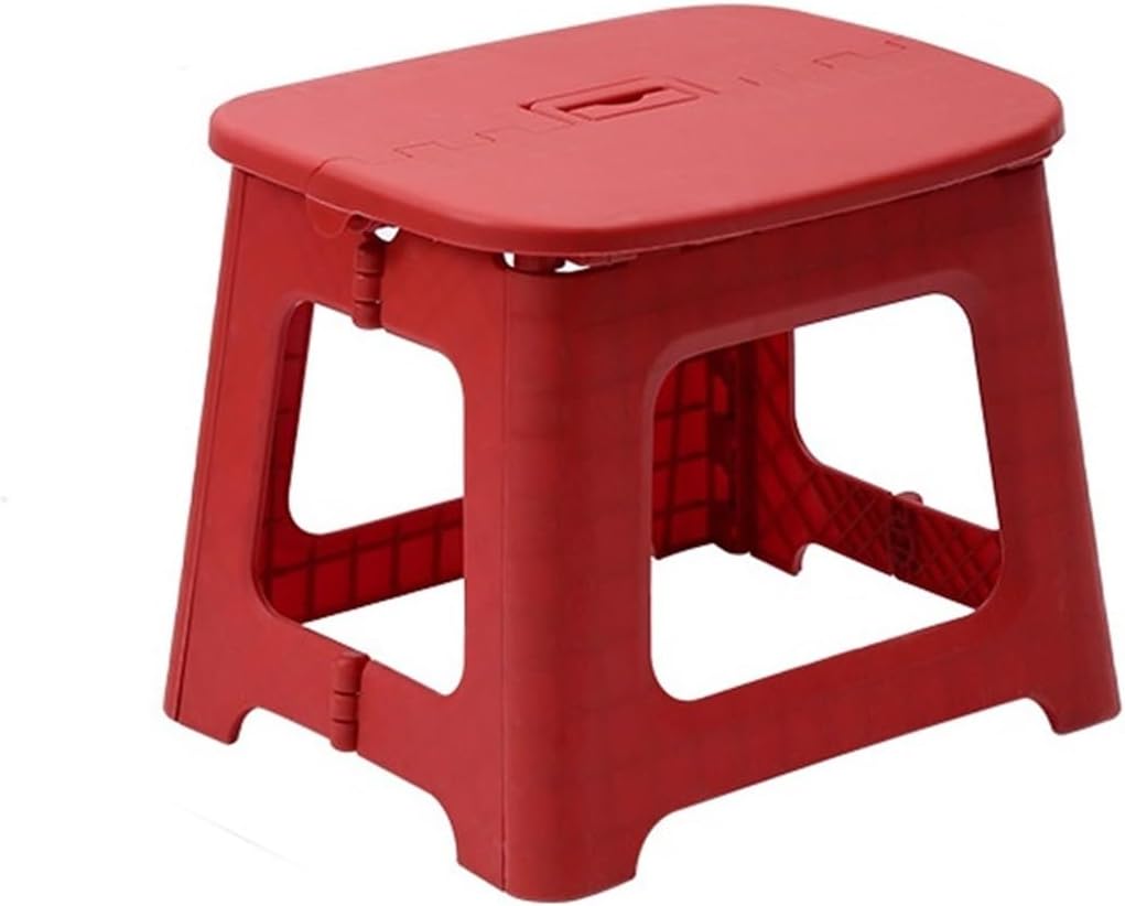 Portable Household Folding Stool Plastic Outdoor Camping Fishing(Red S)