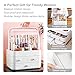 Makeup Organizer and Storage, Waterproof&Dustproof Skincare Organizer with Lid and Drawers, Makeup Organizer Box for Vanity, Cosmetic Display Cases for Bathroom, Dresser, Countertop, Bedroom (White)