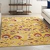 Nourison Allur Floral Yellow Multicolor 4' x 6' Area Rug, Easy Cleaning, Non Shedding, Bed Room, Living Room, Dining…