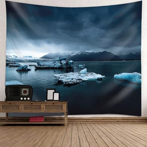 Tapisserie de salle à manger Skcess polyester glacier nuages sombres 200x200 cm