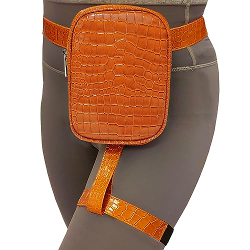 INNTURT Synthetic Leather Leg Harness Thigh Bag Hip Fanny Pack for Women Brown, S, Leg Bag Waist Bag
