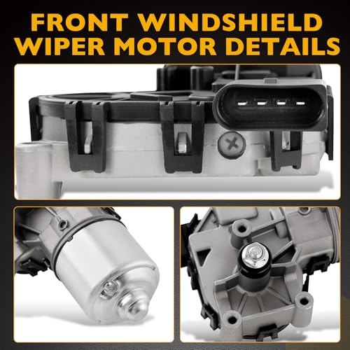 Image of Front Windshield Wiper Motor Compatible with 2011 2012 2013 2014 2015 2016 2017 Volkswagen Jetta Sedan, 4-Pin Wiper Motor, Replacement 85-35002, 8535002, 6R1955119A, 5C7955113D