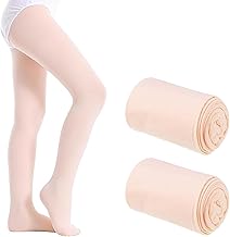 LEOEASIY 2 Paar Ballettstrumpfhosen, Elastisch Atmungsaktiv, Gymnastik Strumpfhosen Tanzstrumpfhosen mit Fuß für Mädchen 6–9 Jahre