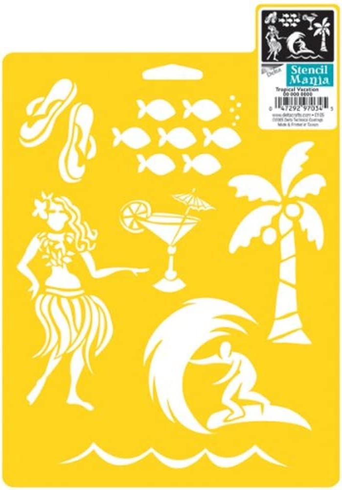 Delta Creative Stencil Mania Stencils, 7 by 10-Inch, Tropical Vacation