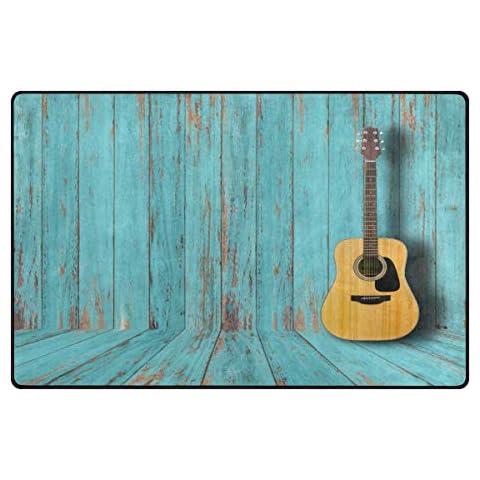Use7 Vintage Wood Room Guitar Area Rug Rugs Non-Slip Floor Mat Doormats Living Room Bedroom 100 x 150 cm(3 x 5 feet) Cover